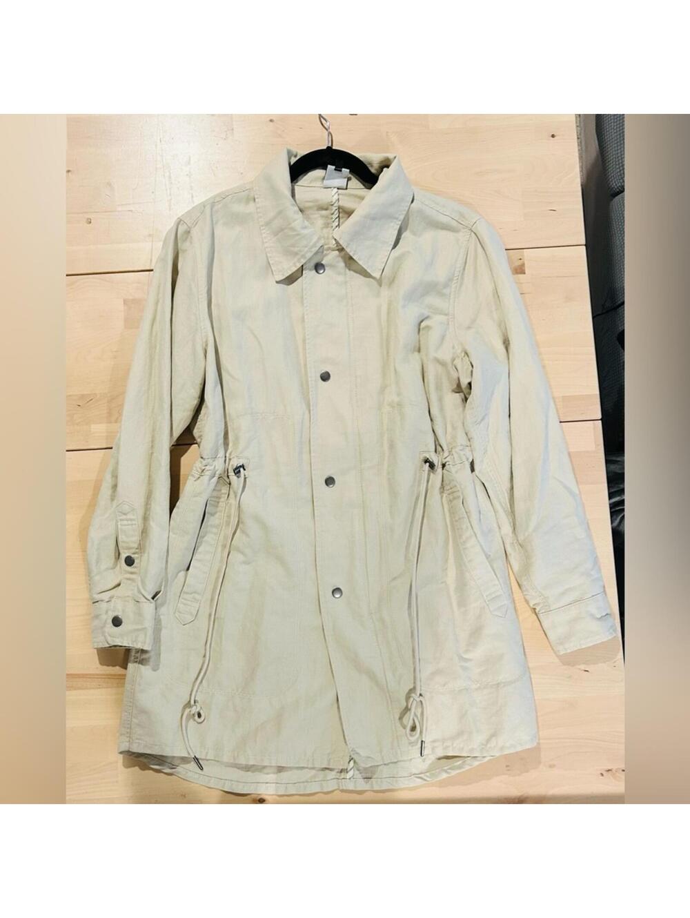 cabi Sand Utility Jacket | Adjustable Drawstring Waist | Snap Front | Size Large